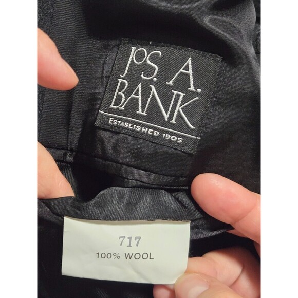 Jos A Bank Men Black Overcoat 100% Wool 3 Front Button size 44R - Picture 8 of 11